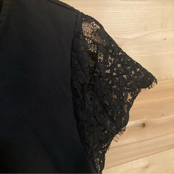 Merona black blouse with lace cap sleeves - Picture 3 of 8